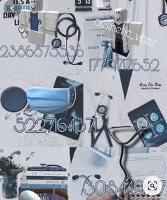 a collage of medical related items and numbers