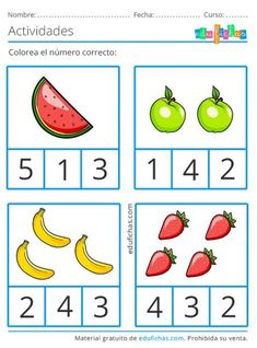 the worksheet is filled with numbers and fruits