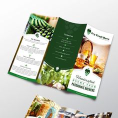 the brochure is open and ready to be used as an advertisement for beer