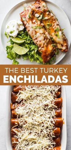 the best turkey enchiladas are served with parmesan cheese and lettuce