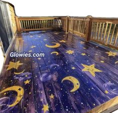 Moon Deck, Painted Mural, Indigo Purple, Midnight Moon, Wooden Deck, Gel Stain, Dream Room Inspiration, House Room, Back Patio