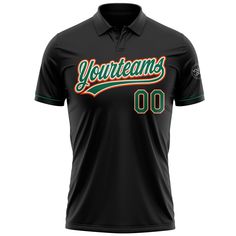 a black shirt with green and orange lettering that says youurtteans on it