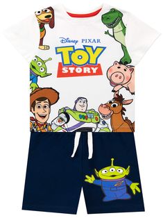 PRICES MAY VARY. Kids Disney Toy Story T-Shirt and Shorts Set A large print of Disney Pixar’s Toy Story logo takes pride of place on the top surrounded by Woody, Buzz Lightyear, Alien, Rex, Slinky, Hamm and the adorable Bullseye A large print of Disney Pixar’s Toy Story logo takes pride of place on the top surrounded by Woody, Buzz Lightyear, Alien, Rex, Slinky, Hamm and the adorable Bullseye Complete by elasticated shorts featuring Pizza Planet’s alien this Toy Story outfit is a must have for f Film Logo, Pizza Planet, Disney Boys, Woody Toy Story, Boy Character, Buzz Lightyear, Summer Set, Disney Merchandise, Disney Toys