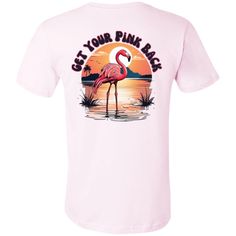 Pink Flamingo, Get your Pink Back, Front and Back Printed T-shirt. This is the popular softstyle Bella+Canvas 3001 T-shirt and has unisex sizing and. The front and back graphics are DIGISOFT printed so they are vibrant and long lasting. The model in Athletic Heather is a size small and wearing an XL for an oversized fit. Solid colors are 100% Airlume combed and ring-spun cotton Heather colors are 52% combed and ring-spun cotton, 48% polyester Athletic and Black Heather are 90% combed and ring-spun cotton, 10% polyester Fabric weight: 4.2 oz/yd² (142 g/m²) Pre-shrunk fabric Unisex Sizing and Fit - If you prefer a loose or oversized fit, order up a size or 2. Average Processing Time is 2-4 business days. Pink Sublimation Print T-shirt For Fan Merchandise, Pink T-shirt With Sublimation Print For Fans, Summer Band Merch T-shirt With Back Print, Pink Graphic Print Fan Apparel T-shirt, Pink Crew Neck Graphic Tee With Sublimation Design, Pink Crew Neck T-shirt Fan Apparel, Pink Crew Neck T-shirt For Fans, Pink Graphic Tee With Sublimation Design, Pink Band Merch T-shirt With Sublimation Print