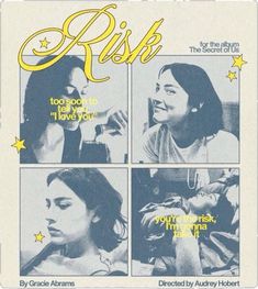 an advertisement for the movie rish, featuring three women in four different pictures and stars