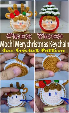 crochet christmas ornament with instructions to make it look like a reindeer