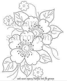 a cross stitch pattern with flowers and leaves on the side, in black and white