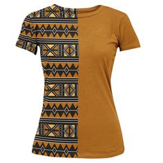 This Mixed African Tribal Print Women T-shirt is a stylish addition to your wardrobe. Made from high-quality fabric, it features a unique mix of vibrant tribal prints that offer a one-of-a-kind look. Perfect for any occasion, this shirt is comfortable and full of character. Product Features Please Compare your Measurements To our Size Chart This T-shirt is Designed for fashionable women. Made from 5.47 Oz. 100% polyester. Double-needle hemmed sleeves and bottom. Vivid print that will never fade Indoor Outdoor Bathroom, Outdoor Bathrooms, Canvas Decor, Round Area Rugs, Skirt Leggings, Women T Shirt, Cushion Covers, Product Features, Quality Fabric