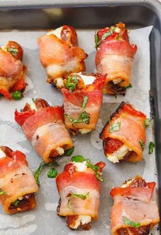 bacon wrapped in cheese and garnished with parsley