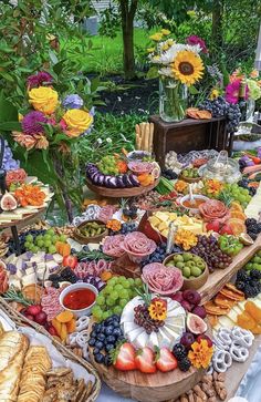 a table filled with lots of different types of food