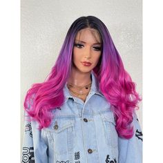 Ombre Wigs, Fuchsia Color, Synthetic Lace Front Wigs, Heat Styling Products, Wig Cap, Pink Ombre, Cosplay Wigs, Cap Design, Lace Front