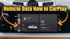 an image of a car dashboard with the text vehicle data now in carplay