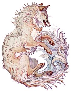 Fox by giulialibard from tumblr Desenho Tattoo, 수채화 그림, Fantasy Creatures Art, Animal Sketches, Wolf Art, Arte Animal, Creature Design