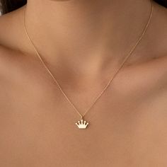 14k Solid Gold Crown Pendant Necklace is chic, elegance, minimalist and meaningful. You can wear Gold Crown Charm alone everyday or you can wear princess necklace for your special day. 14k real gold crown necklace is perfect gift for mother, grandmother, wife, girl friend, valentine, love, sister, daughter, niece or bridesmaid. Crown Necklace can be perfect gift for birthday, anniversary, wedding or to make happy your loved one. If you want engrave an initial or something on crown pendant, pleas Elegant Crown Design Necklace For Gift, Dainty Crown, Queen Necklace, Crown Pendant Necklace, Hummingbird Necklace, Mini Crown, Crown Charm, Crown Pendant, Queen Jewelry