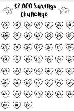 the $ 2, 000 savings challenge for valentine's day is shown in black and white