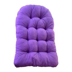 a purple chair cushion sitting on top of a white floor