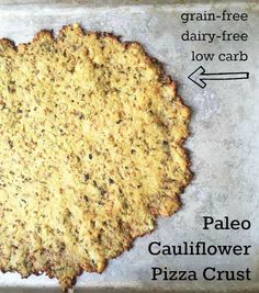 a pizza crust on a baking sheet with the words pale and low carb below it