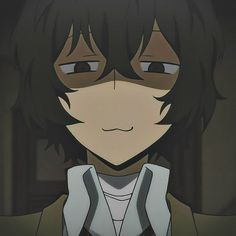 an anime character with black hair and glasses looking at the camera while standing in front of a dark background