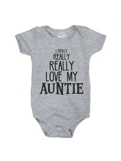 Do you know who the best person in the world is?! My auntie is! She is my favorite!Baby Really Really Love My Auntie Cute Funny Shirt Infant Creeper Gift Aunt Light Heather Grey         Baby Boys Clothing, size features are:Bust: ,Length: ,Sleeve Length: Auntie Onesies, Auntie Shirts, Baby Boy Onesies, Baby Boy Romper, Boy Onesie, Grey Baby, Aunt Gifts, Funny Shirt, Boys Clothing