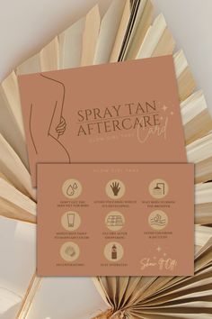 spray tan artist aftercare card client care card template Spray Tan After Care Cards, Tanning Salon Specials Ideas, Tanning Salon Branding, Spray Tan Promotion Ideas, Spray Tan Rooms Ideas, Spray Tan Set Up, Spray Tan Positions, Spray Tan Salon Decor, Spray Tan Prep Instructions