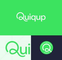 the logo for quiup is shown in green and white, with an image of a q