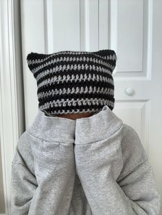 This Black and Grey Cat Beanie is such a cute accessory to spice up your outfit! It's warm and cozy. Perfect for fall and cooler weather!  It's handmade and crocheted with love!  Please keep in mind that this item is made to order! It is 7 1/2 Inches by 10 Inches long, if you would like a smaller or bigger size please message me before ordering! For those who purchase this item, please understand that this yarn will stretch over time!  Thanks for checking out this listing, happy shopping! Black And Grey Cat, Cat Beanie, Grey Cat, Cooler Weather, Spice Up, Festival Season, Warm And Cozy, Spice Things Up, Caps Hats