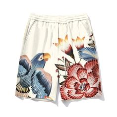 Experience peak comfort and flexibility with our White Birds of Paradise CasualShorts. The adjustable waistband moves with you, keeping every workout distraction-free. Made from soft, durable polyester, these shorts are perfect for intense training or relaxed lounging. Pair with a tee and sneakers for a cool, sporty look - ready for the gym, cycling, or any adventure! Specifications: Style: Men's Causal Shorts Sizing: Men Big, L to 9XL Design: White Birds of Paradise Graphic, Apricot, Red Fabric White Printed Cotton Shorts, White Relaxed Fit Shorts With Graphic Print, Relaxed Fit Multicolor Shorts With Graphic Print, Multicolor Relaxed Fit Shorts With Graphic Print, Clothes For Big Men, Bird Fashion, Retro Hip Hop, Hip Hop Trends, White Birds