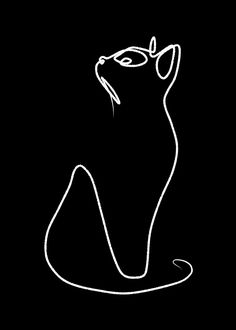 a black and white drawing of a cat