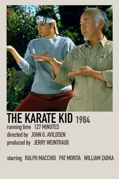 the karate kid poster with an older man and young woman standing next to each other