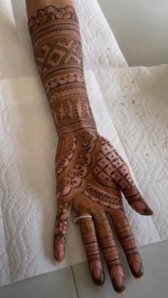 a person's hand with henna tattoos on it