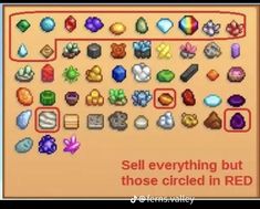 an image of a game screen with the words sell everything but those circled in red