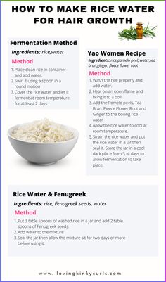 The use of rice water as a hair treatment has gained a lot of popularity worldwide and thus there has been a lot of creativity on how to make rice water for hair. In this article I will share 8 different ways to prepare rice water for hair, including the Yao Women Rice Water Recipe. Hair Rice Water Recipe, How To Use Rice Water For Hair, Rice Water For Hair Growth, Rice Water Recipe, Remineralizing Toothpaste, Rice Water For Hair, Hair Fall Remedy, Diy Haircare, Hair Growth Foods