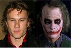 two photos of the same man as they appear to be in batman movies, one is wearing