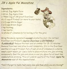 a recipe for the bb's apple pie moonsshine, with instructions on how to make it