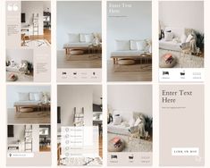 a collage of photos with furniture in them