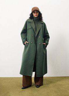 Green Wool Coat, Green Coat, Wool Coat, Jacket Tops, Long Tops, Double Breasted, Jumpsuit Dress, Coats For Women