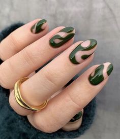 Dark Green Nails, Smink Inspiration, Makijaż Smokey Eye, Chic Nails, Green Nails