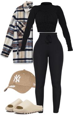 Baddie Outfits Casual With Slides, Black Aesthetic Outfit Ideas, Comfy Cute College Outfits Casual, Black Yeezy Slides Outfit Winter, 2023 Outfit Ideas For Women, Dresses And Sandals Outfit, Cute Baddie Outfits Black Women, Casual Outfit Baddie, Fall Outfit Ideas Baddie