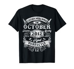 a black t - shirt with the words october 2012 on it