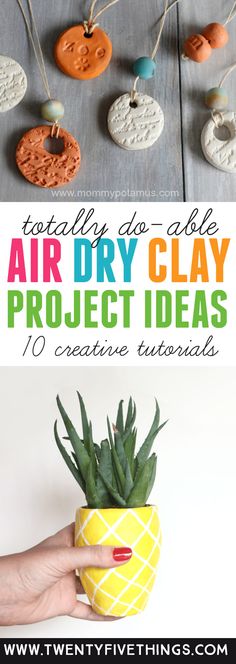 an air dry clay project idea with pineapples and other items in the background