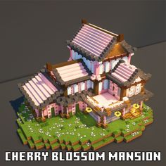 an image of a building that is made out of legos and has the words cherry blossom mansion on it