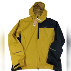 Nwt Adidas Terrex Multi Rain.Rdy 2.5 Layer Rain Hiking Men's Jacket Size Us Men's Large Regular Fit 25" Pit To Pit 29" Length Adidas Outdoor Outerwear For Fall, Adidas Outdoor Fall Outerwear, Adidas Fall Outerwear, Adidas Outerwear For Fall Outdoor Activities, Adidas Outerwear For Outdoor Fall Activities, Adidas Functional Outerwear For Outdoor Activities, Adidas Yellow Long Sleeve Outerwear, Adidas Outerwear With Pockets For Outdoor Activities, Adidas Functional Outdoor Outerwear