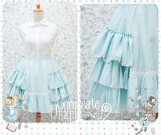 Circle Turquoise Lolita Ruffle Skirt by CoruscateUnique on Etsy, $58.00 Lolita Outfit, Layered Ruffle Skirt, Vintage Retro Clothing, Fashion Kawaii, Alice Wonderland, Lolita Outfits, Loom Knitting Patterns, Womens Skirts, Kawaii Style