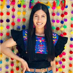 Mexican Embroidered Crop Tops. One Size And Fit A S-M Black Cotton Top With Geometric Embroidery, Black Cotton Blouse With Geometric Embroidery, Casual Black Embroidered Top With Geometric Design, Casual Black Top With Geometric Embroidery, Black Cotton Tops With Geometric Embroidery, Casual Black Tops With Geometric Embroidery, Black Casual Top With Geometric Embroidery, Black Cotton Embroidered Short Sleeve Top, Embroidered Crop Tops