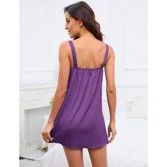 Elevate your evening routine with the KOJOOIN Women's Chemise Satin Nightgown, a masterpiece of comfort and allure. This exquisite mini pajama dress is crafted from a luxurious blend of 90% polyester and 10% spandex, ensuring a silky smooth sensation against your skin. 

- **Material:** 90% Polyester, 10% Spandex
- **Color:** Available in Off White, Black, Purple
- **Size:** S (4-6), M (8-10), L (12-14), XL (16), 2XL (18-20)
- **Gender:** Female
- **Age Group:** Adult

Designed with a sleeveless Night Shirts For Women, Cute Nightgowns, Summer Slip Dress, Satin Nightgown, Lingerie Cute, Women's Chemises, Sleepwear For Women, Female Design, Floral Lingerie