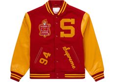 Supreme Team Varsity Jacket Red - FW19 Varsity Outfit, Supreme Jacket, Women Sporty Outfits, Senior Jackets, Supreme Streetwear, Queen Outfits, Jackets Men Fashion, Custom Jacket, Letterman Jacket