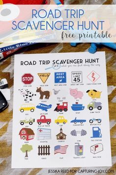 road trip scavenger hunt printable for kids to practice counting and number recognition