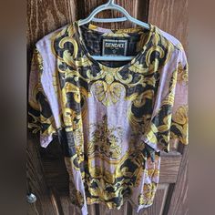 This Is A Combination Of Fendi And Versace. Luxury Shirt With The Latest Design. Worn 2x Only. Fendi Pink, Fendi Shirt, Luxury Shirt, Tshirt Colors, Pink Yellow, Latest Design, Versace, Fendi, Tee Shirts