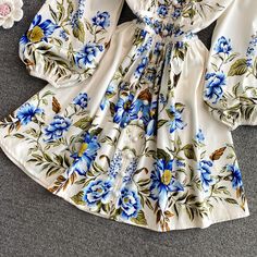 Materials: other Size: one size Color: off white, orange Printed Dress, Slim Waist, Medium Length, Single Breasted, Floral Skirt, Print Dress, Floral Tops, High Waist, Off White