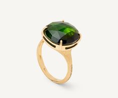 JAIPUR COLOR 18K Yellow Gold and Green Tourmaline Cocktail Ring Luxury Yellow Gold Tourmaline Jewelry, Luxury Polished Tourmaline Rings, Luxury Green Tourmaline Jewelry, Yellow Gold Tourmaline Cabochon Ring, Luxury Tourmaline Cabochon Rings, Green Gemstone Ring, Green Tourmaline Ring, Marco Bicego, Gold And Green